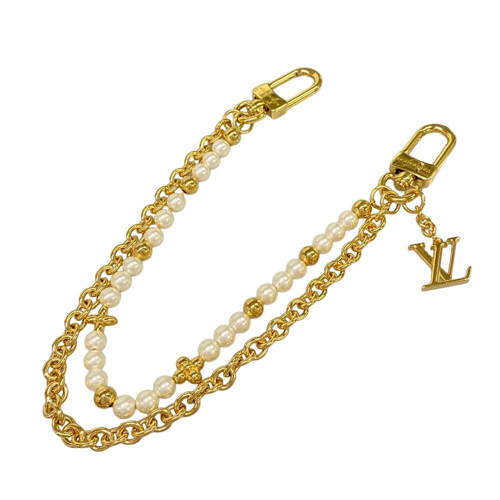 Louis Vuitton Bag Charm Gold Cream Hardware Faux Pearl